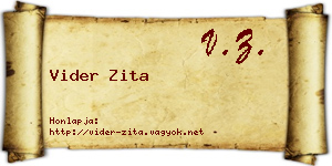 Vider Zita névjegykártya